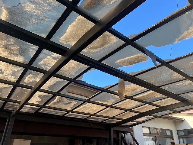 昭和町　雪害カーポート破損現調